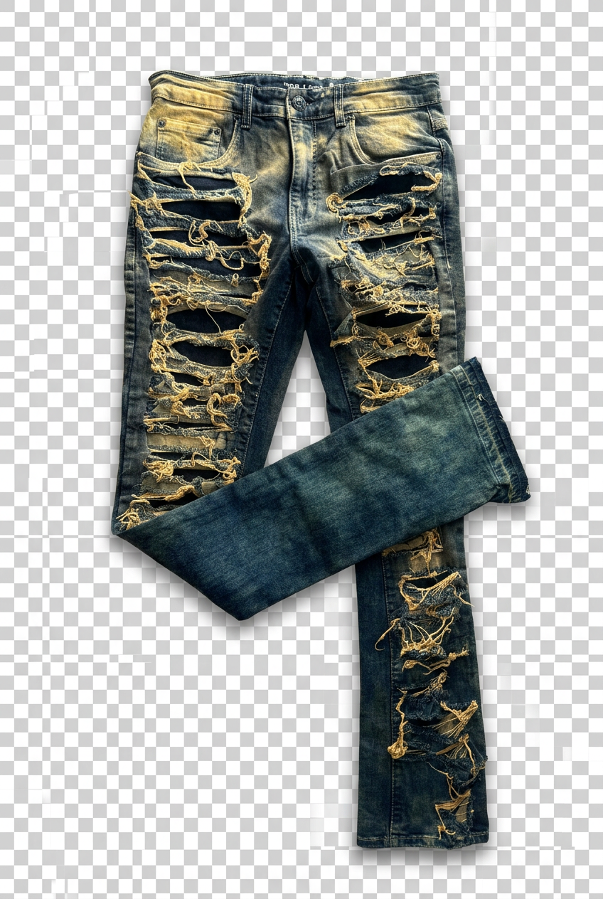 ripped stack jeans