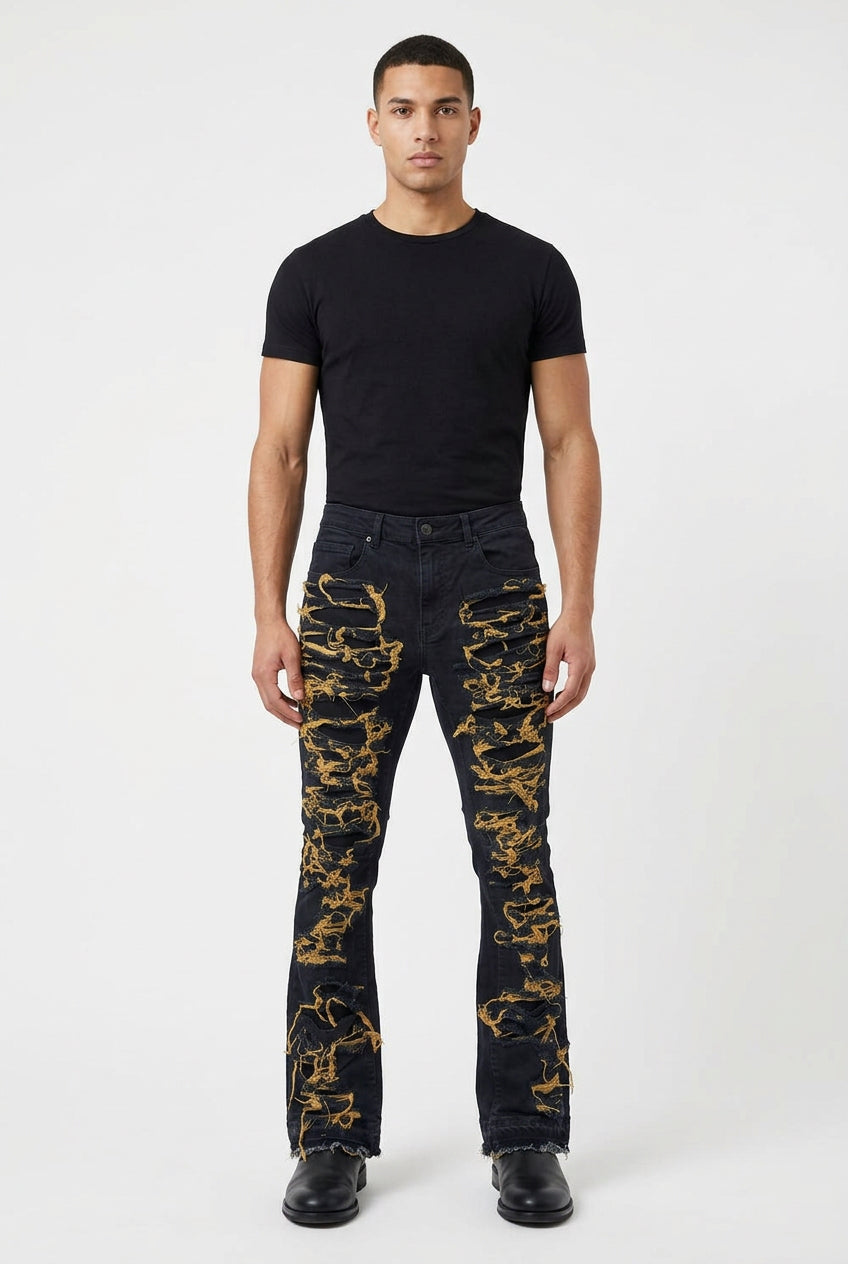 ripped stack jeans