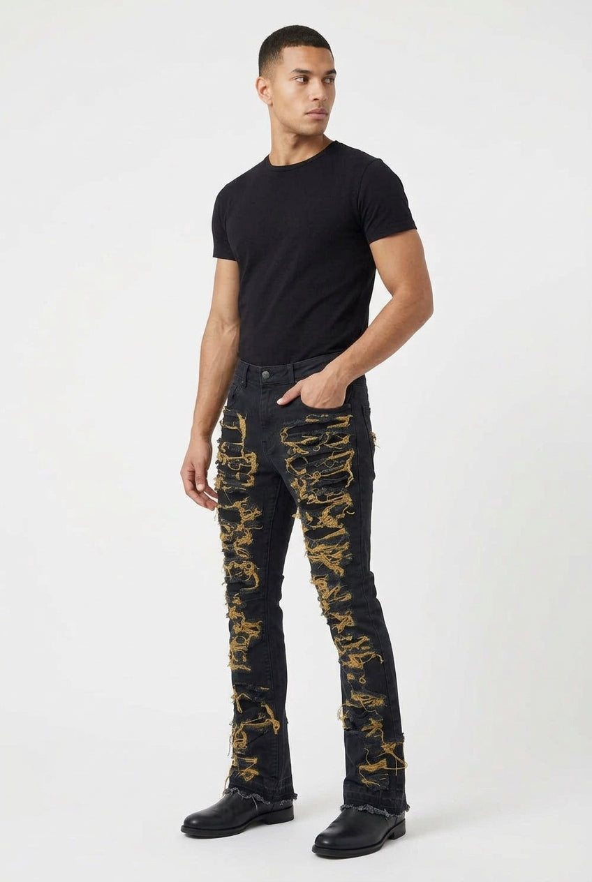 ripped stack jeans