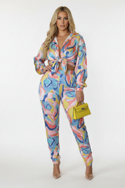 Printed Pants Set