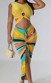 Two-Piece Cropped Top & Slit Skirt Set