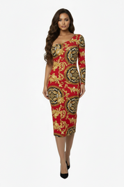 One Shoulder Bodycon Printed Dress