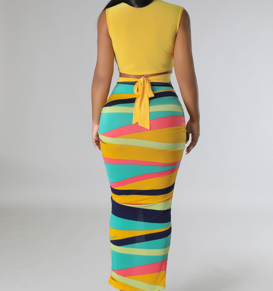 Two-Piece Cropped Top & Slit Skirt Set