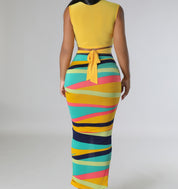 Two-Piece Cropped Top & Slit Skirt Set